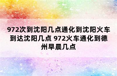 972次到沈阳几点通化到沈阳火车到达沈阳几点 972火车通化到德州早晨几点